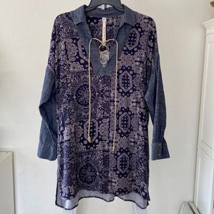Uncle Frank denim and paisley tunic size L